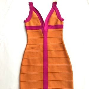 BANDAGE DRESS SIZE XS HERVE LEGER ORANGE